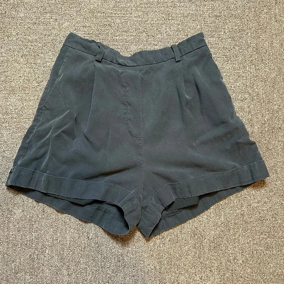 Frank and Oak Tencel High Rise Shorts in Blue / Grey Size Women's 10 - Picture 1 of 6